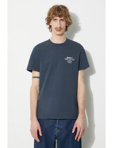 Pamučna majica Barbour Hickling Tee za muškarce, boja: tamno plava, s tiskom, MTS1269