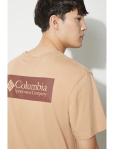 Pamučna majica Columbia North Cascades boja: bež, s tiskom