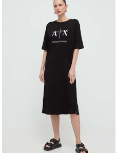 Pamučna haljina Armani Exchange boja: crna, mini, ravna, 3DYA79 YJ3RZ