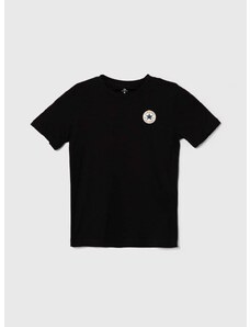 Dječja pamučna majica kratkih rukava Converse boja: crna, s tiskom