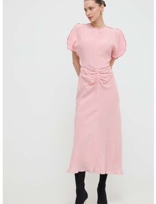 Haljina Victoria Beckham boja: ružičasta, maxi, širi se prema dolje