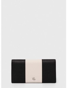 Kožni novčanik Lauren Ralph Lauren za žene, boja: crna