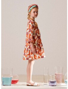 Dječja pamučna haljina zippy boja: narančasta, mini, širi se prema dolje