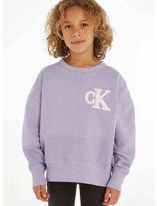 Dječja pamučna dukserica Calvin Klein Jeans boja: ljubičasta, s aplikacijom