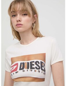Pamučna majica Diesel za žene, boja: bijela