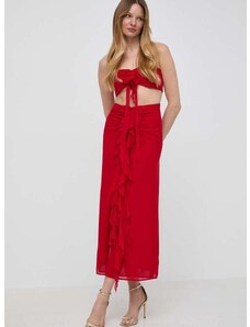 Suknja Bardot boja: crvena, midi, ravna