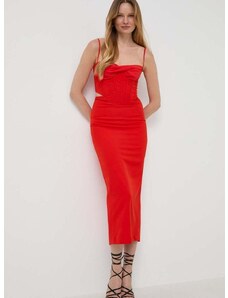 Haljina Bardot boja: crvena, midi, ravna