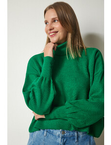 Happiness İstanbul Sreća İstanbul Ženska zelena dolčevita Casual pletenina džemper