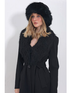 Trend Alaçatı Stili Women's Black Faux Für Flared Hat