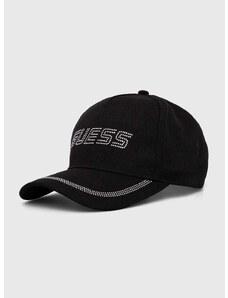 Pamučna kapa sa šiltom Guess boja: crna, s aplikacijom