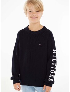 Dječji pamučni pulover Tommy Hilfiger boja: tamno plava