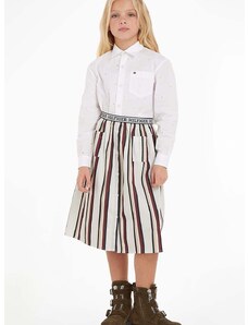 Dječje pamučna haljina Tommy Hilfiger boja: bijela, mini, širi se prema dolje
