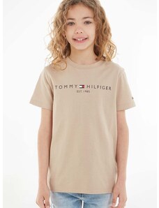 Dječja pamučna majica kratkih rukava Tommy Hilfiger boja: smeđa