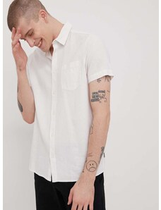 Lanena košulja Solid za muškarce, boja: bijela, regular, s klasičnim ovratnikom