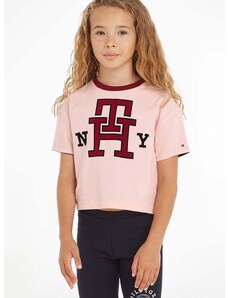 Pamučna dvostrana majica kratkih rukava Tommy Hilfiger boja: ružičasta