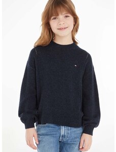 Dječji vuneni pulover Tommy Hilfiger boja: tamno plava, lagani