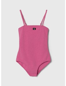 Dječji jednodijelni kupaći kostim Calvin Klein Jeans boja: ružičasta