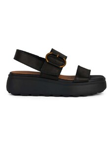 Kožne sandale Geox D SPHERICA EC4.1 S za žene, boja: crna, s platformom, D45D4B 00043 C9999