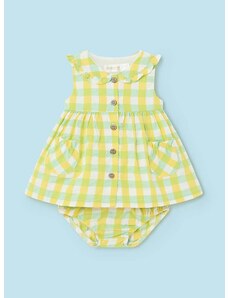 Pamučna haljina za bebe Mayoral Newborn boja: žuta, mini, širi se prema dolje