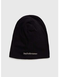 Pamučna kapa Peak Performance boja: crna, od tanke pletenine, pamučna
