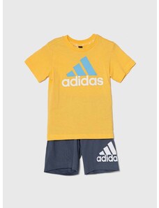 Pamučna dječja trenirka adidas boja: žuta