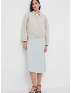 Jakna s dodatkom lana Calvin Klein boja: siva, za prijelazno razdoblje, oversize