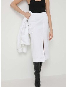 Traper suknja Armani Exchange boja: bijela, midi, ravna, 3DYN65 Y15MZ