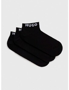 Čarape HUGO 3-pack za muškarce, boja: crna