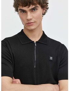 Polo majica HUGO za muškarce, boja: crna, bez uzorka
