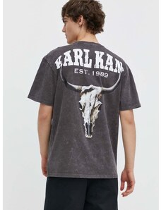 Pamučna majica Karl Kani za muškarce, boja: siva