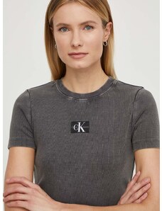 Majica kratkih rukava Calvin Klein Jeans za žene, boja: siva