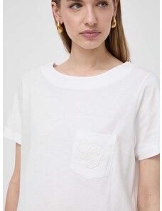 Pamučna majica Luisa Spagnoli za žene, boja: bijela