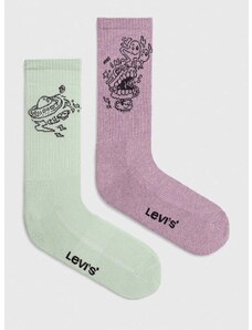 Čarape Levi's 2-pack boja: ljubičasta