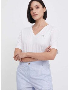 Pamučna majica Lacoste za žene, boja: bijela
