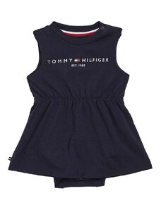 Haljina za bebe Tommy Hilfiger boja: tamno plava, mini, širi se prema dolje