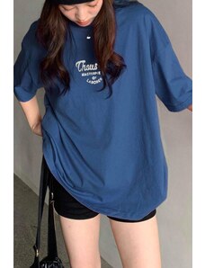Madmext Women's Navy Blue Printed T-Shirt