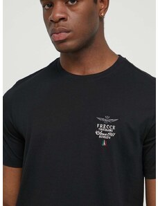 Pamučna majica Aeronautica Militare za muškarce, boja: crna, s aplikacijom