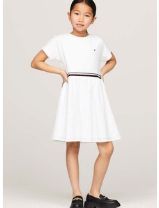 Dječja pamučna haljina Tommy Hilfiger boja: bijela, mini, širi se prema dolje