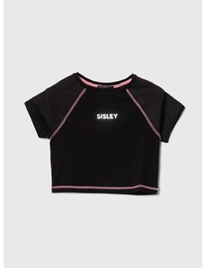 Dječja majica kratkih rukava Sisley boja: crna