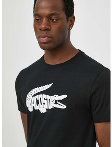 Majica kratkih rukava Lacoste za muškarce, boja: crna, s tiskom