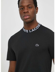 Majica kratkih rukava Lacoste za muškarce, boja: crna, s tiskom