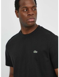Pamučna majica Lacoste za muškarce, boja: crna, bez uzorka