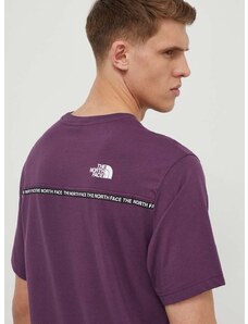 Pamučna majica The North Face za muškarce, boja: ljubičasta, s tiskom, NF0A87DDV6V1