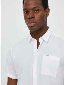 Lanena košulja Barbour boja: bijela, regular, s klasičnim ovratnikom