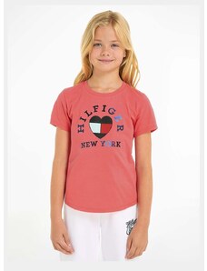 Dječja pamučna majica kratkih rukava Tommy Hilfiger boja: ružičasta