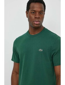 Pamučna majica Lacoste za muškarce, boja: zelena, bez uzorka