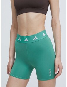 Kratke hlače za trening adidas Performance Techfit boja: zelena, s tiskom, visoki struk, IU1853