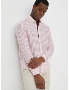 Lanena košulja Michael Kors boja: ružičasta, regular, s button-down ovratnikom