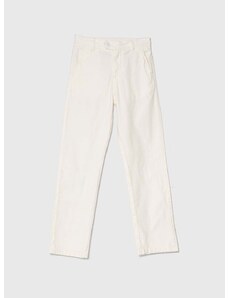 Dječje hlače s dodatkom lana Guess boja: bijela, bez uzorka