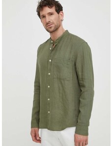 Lanena košulja Marc O'Polo boja: zelena, regular, s ruskim ovratnikom